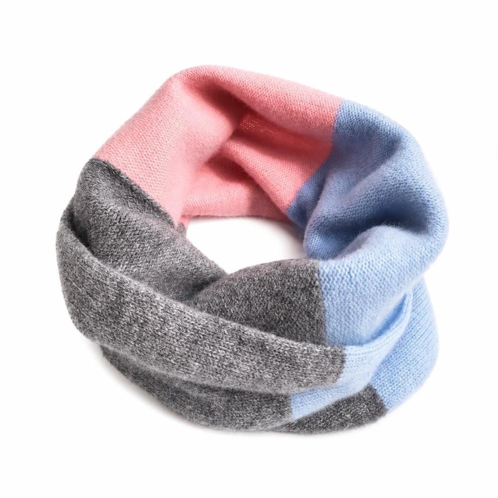 Infinity Scarf Knit - Écharpe infinie douce à couleurs contrastées,