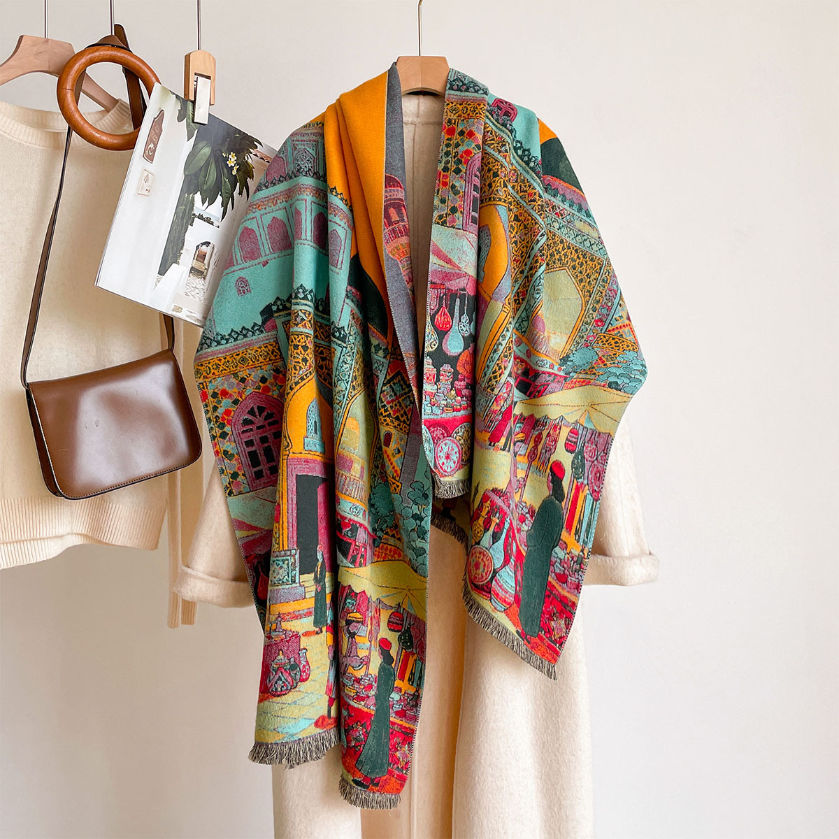 Woven Scarf Blanket - Écharpe en imitation cachemire pour femme,