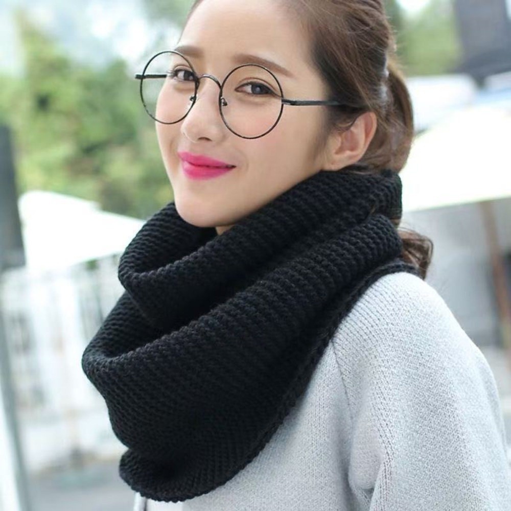 Écharpe chaude de couleur unie - Infinity Scarf Knit avis et prix